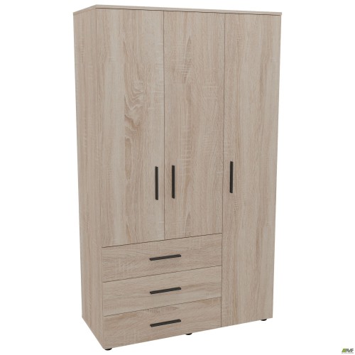 Шафа гардеробна City 3-х дверна 3 шухляди права (1120х500х1930Н) Дуб Сонома AMF
