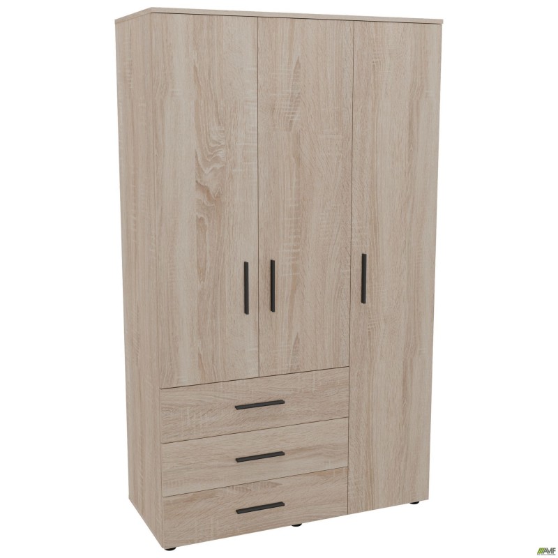 Шафа гардеробна City 3-х дверна 3 шухляди права (1120х500х1930Н) Дуб Сонома AMF