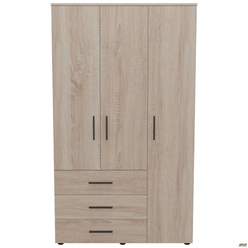 Шафа гардеробна City 3-х дверна 3 шухляди права (1120х500х1930Н) Дуб Сонома AMF