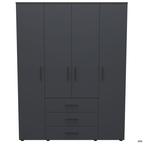 Шафа гардеробна City 4-х дверна 3 шухляди (1500х500х1930Н) Антрацит AMF