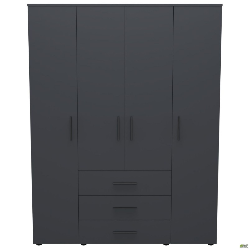 Шафа гардеробна City 4-х дверна 3 шухляди (1500х500х1930Н) Антрацит AMF