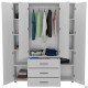 Шафа гардеробна City 4-х дверна 3 шухляди (1500х500х1930Н) Білий AMF