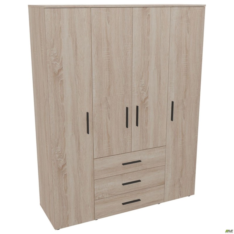 Шафа гардеробна City 4-х дверна 3 шухляди (1500х500х1930Н) Дуб Сонома AMF