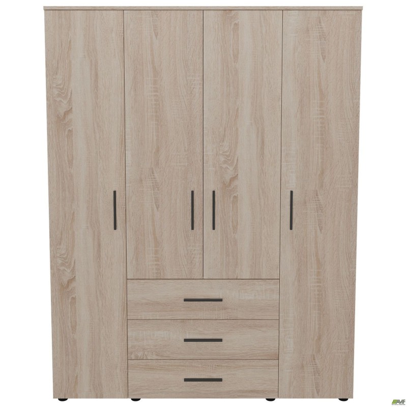 Шафа гардеробна City 4-х дверна 3 шухляди (1500х500х1930Н) Дуб Сонома AMF