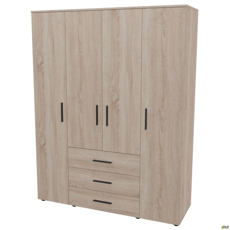 Шафа гардеробна City 4-х дверна 3 шухляди (1500х500х1930Н) Дуб Сонома AMF