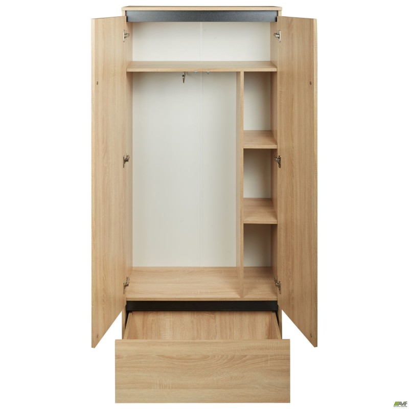 Шафа гардеробна Welcome (810х400х1960Н) чорний графіт, Дуб Сонома AMF