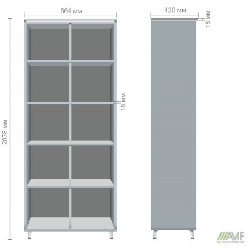 Шафа книжкова відкрита Delta DL-901 (864х420х2078мм) Блеквуд Ячмінний / Опора білий беж AMF