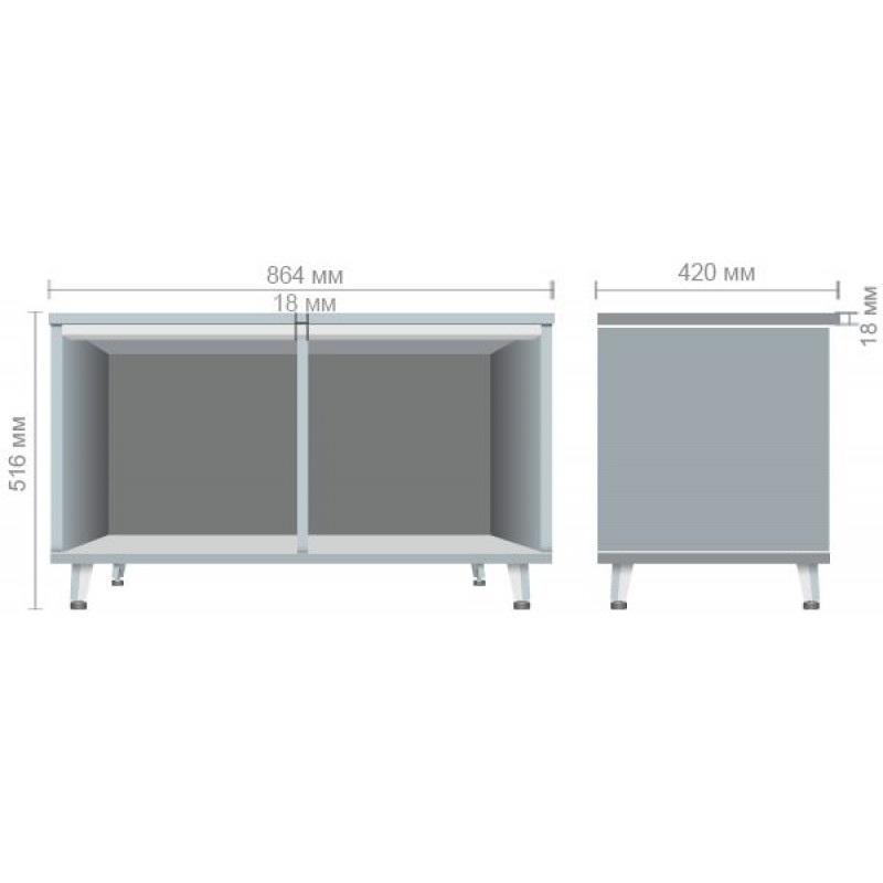 Шафа книжкова відкритий Delta DL-905 (864х420х516мм) Блеквуд Ячмінний / Опора білий беж AMF