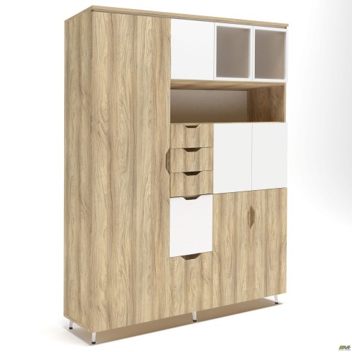 Шафа комбінована Delta DL-960 (1665х420х2078мм) Блеквуд Ячмінний / Білий супермат / Опора білий беж AMF