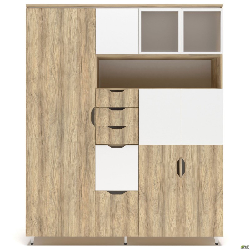 Шафа комбінована Delta DL-960 (1665х420х2078мм) Блеквуд Ячмінний / Білий супермат / Опора білий беж AMF