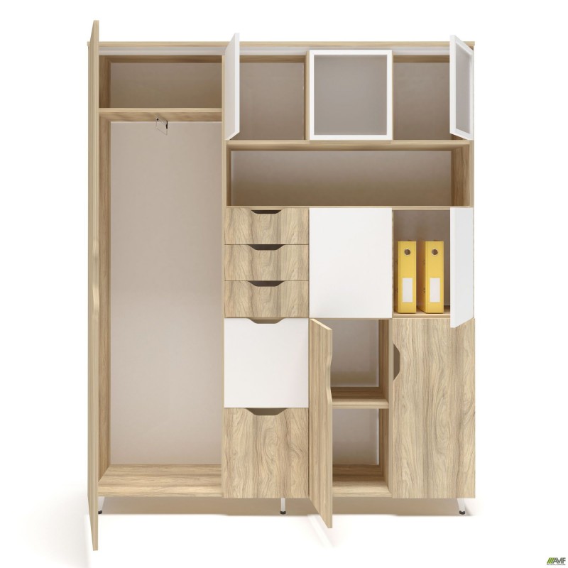 Шафа комбінована Delta DL-960 (1665х420х2078мм) Блеквуд Ячмінний / Білий супермат / Опора білий беж AMF