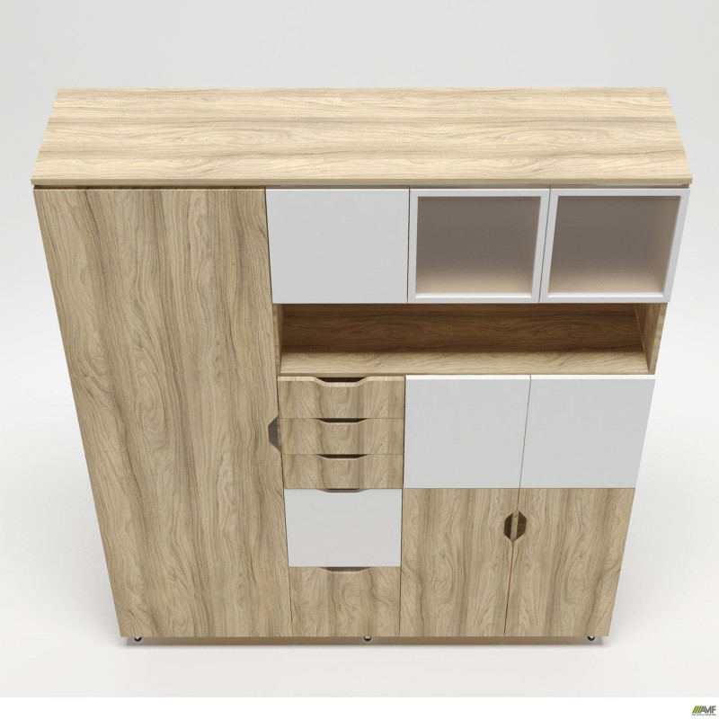 Шафа комбінована Delta DL-960 (1665х420х2078мм) Блеквуд Ячмінний / Білий супермат / Опора білий беж AMF