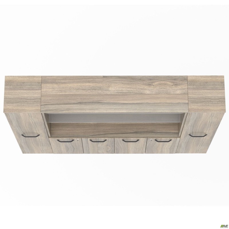 Шафа комбінована SIG-604 (2400х420х1900мм) Опори, ручки Чорний графіт/В'яз Ліберті Димчастий AMF