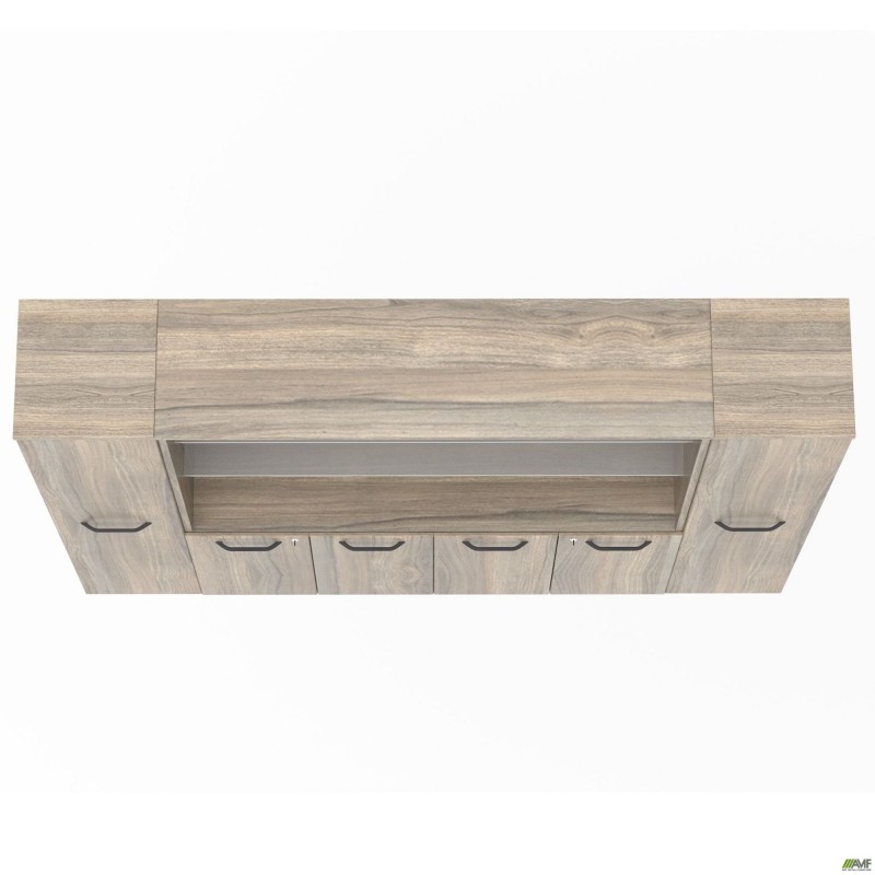 Шафа комбінована з підсвічуванням SIG-604-1 (2400х420х1900мм) Опори Чорний графіт/В'яз Ліберті AMF