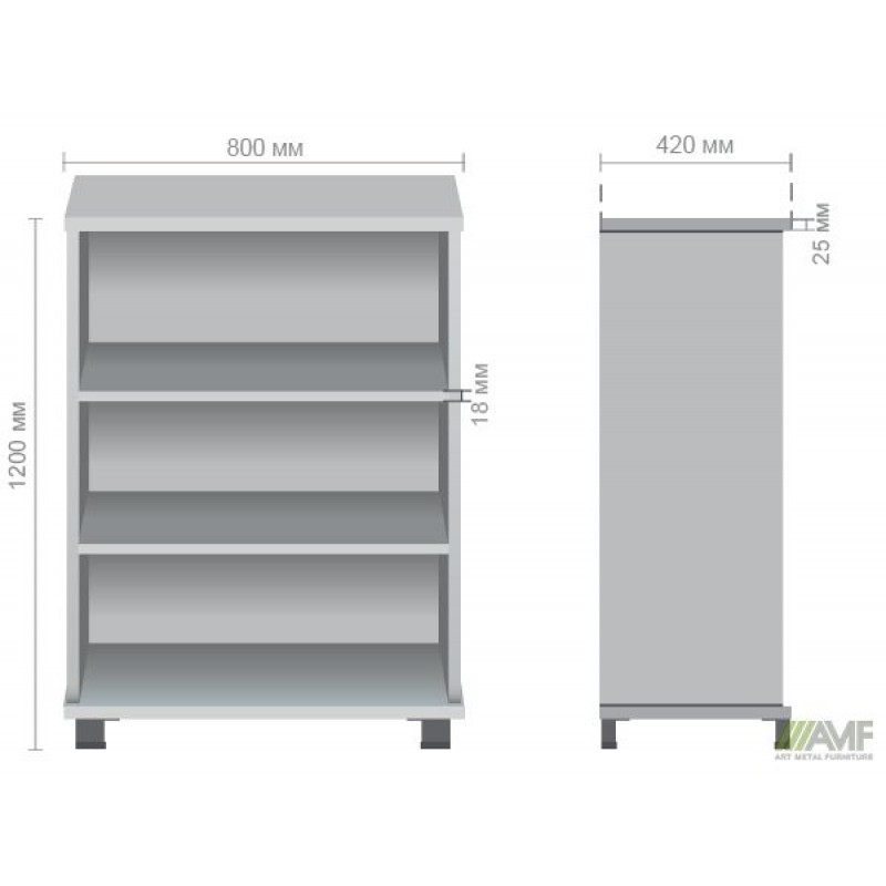 Шафа відкрита SIG-11 (800х420х1200мм) Опора чорний графіт/В'яз Ліберті Димчастий AMF