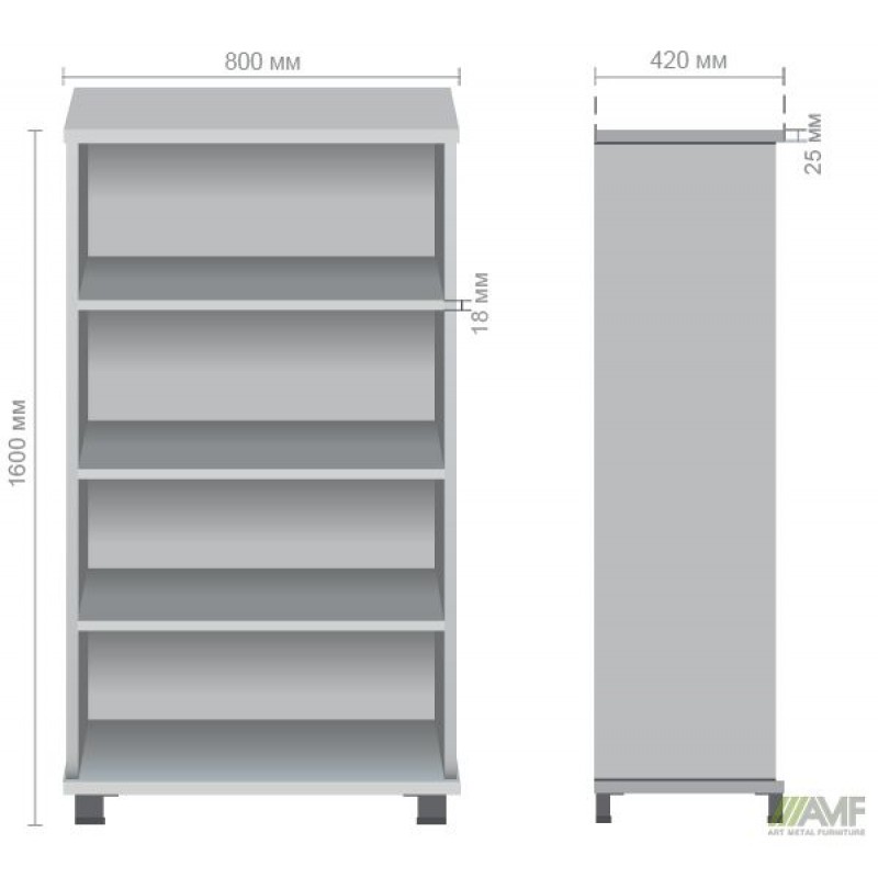 Шафа відкрита SIG-12 (800х420х1600мм) Опора чорний графіт/В'яз Ліберті Димчастий AMF
