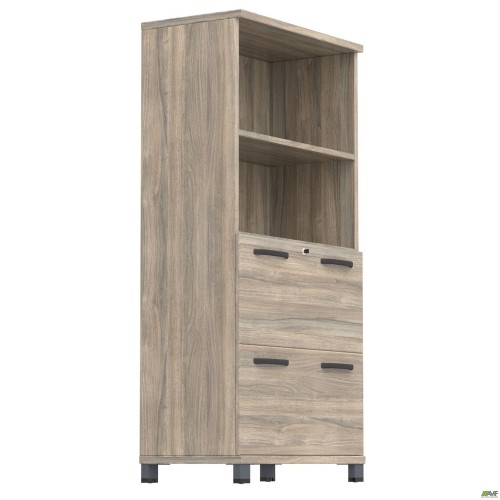 Шафа з висувними ящиками SIG-13 (800х420х1600мм) Опора Чорний графіт / В'яз Ліберті Димчастий AMF