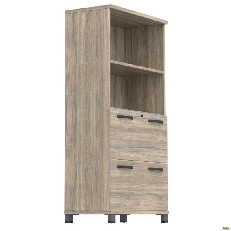 Шафа з висувними ящиками SIG-13 (800х420х1600мм) Опора Чорний графіт / В'яз Ліберті Димчастий AMF