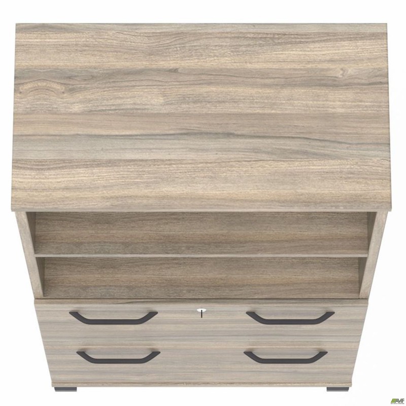 Шафа з висувними ящиками SIG-13 (800х420х1600мм) Опора Чорний графіт / В'яз Ліберті Димчастий AMF