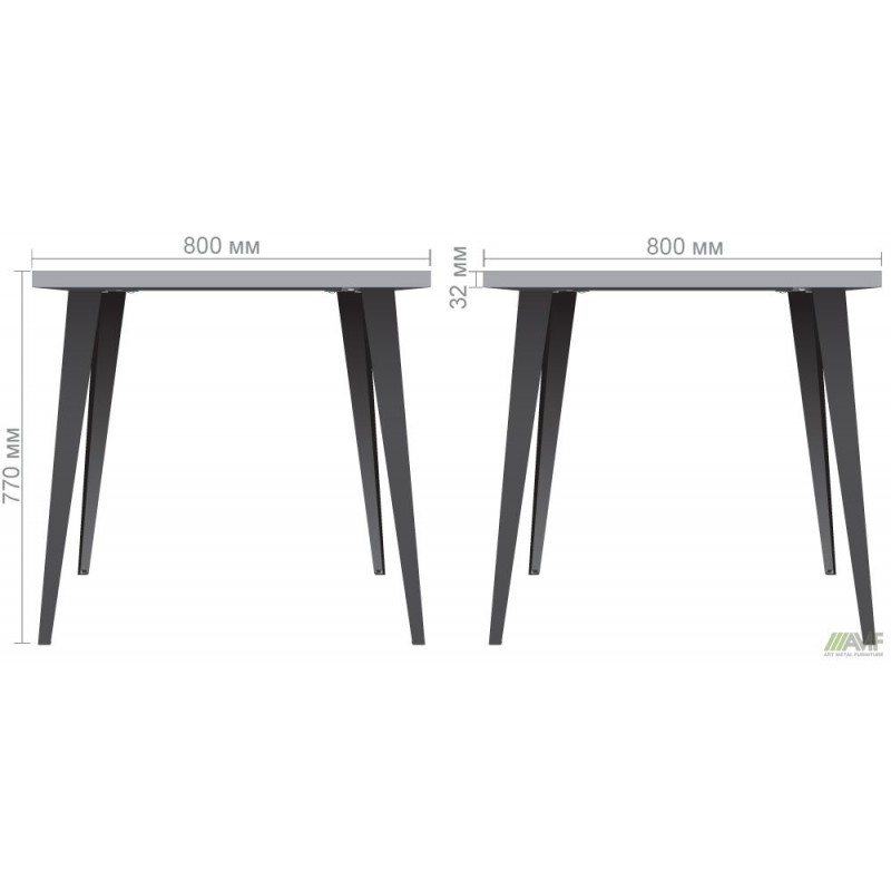 Стіл Cherry 800 (800х800хН770) чорний графіт/Дуб Ліворно AMF