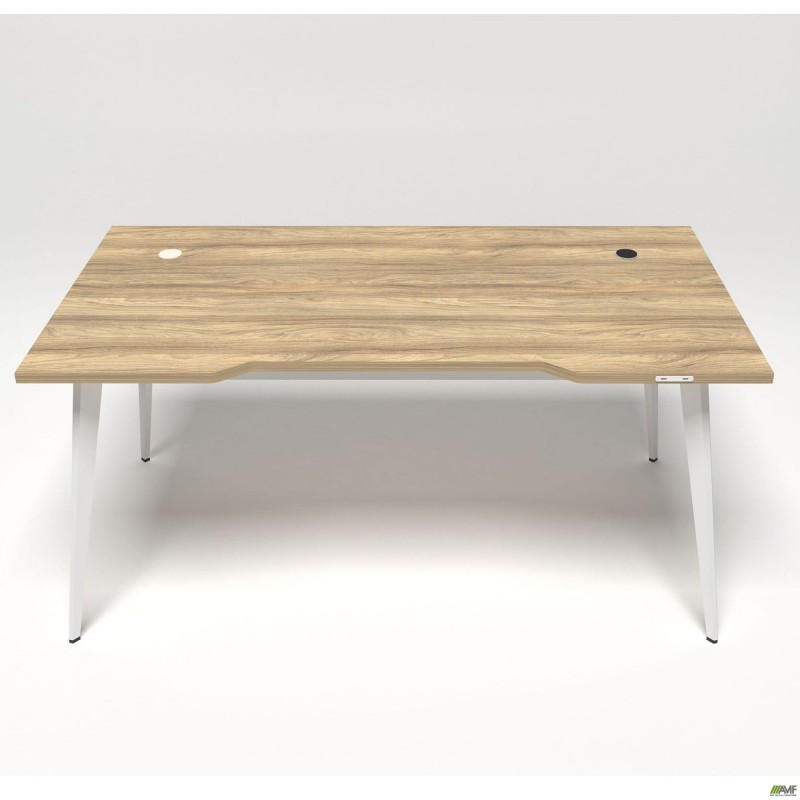 Стіл + USB Delta DL-106 (1590х800х750мм) Блеквуд Ячмінний / Каркас білий AMF