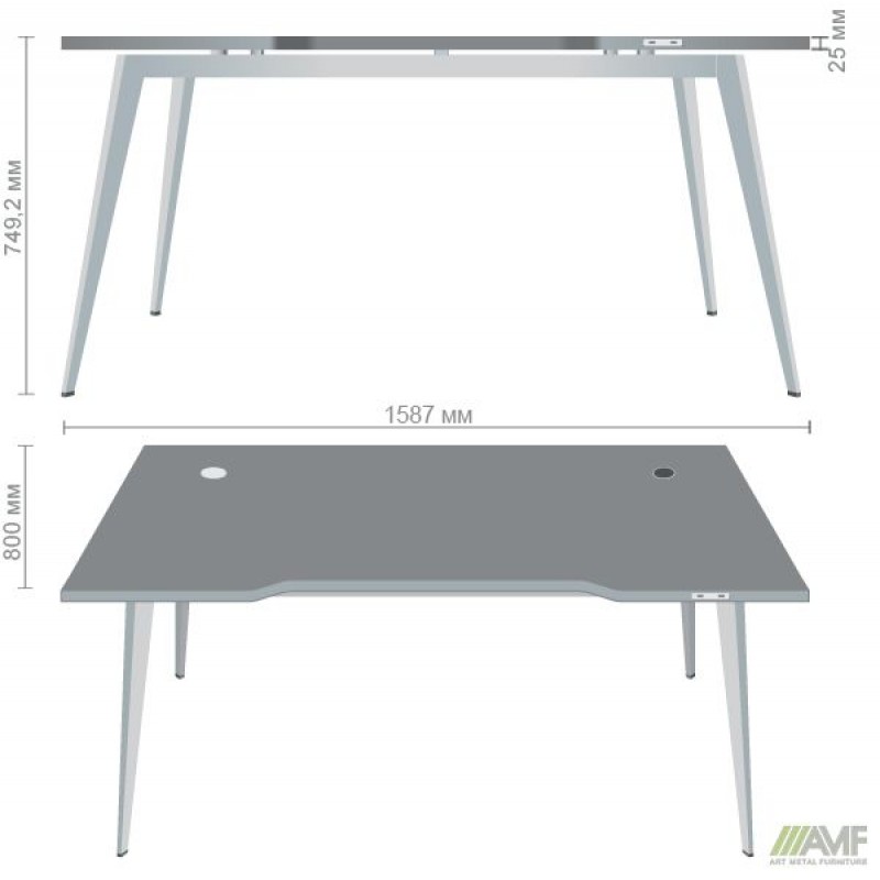 Стіл + USB Delta DL-106 (1590х800х750мм) Блеквуд Ячмінний / Каркас білий AMF