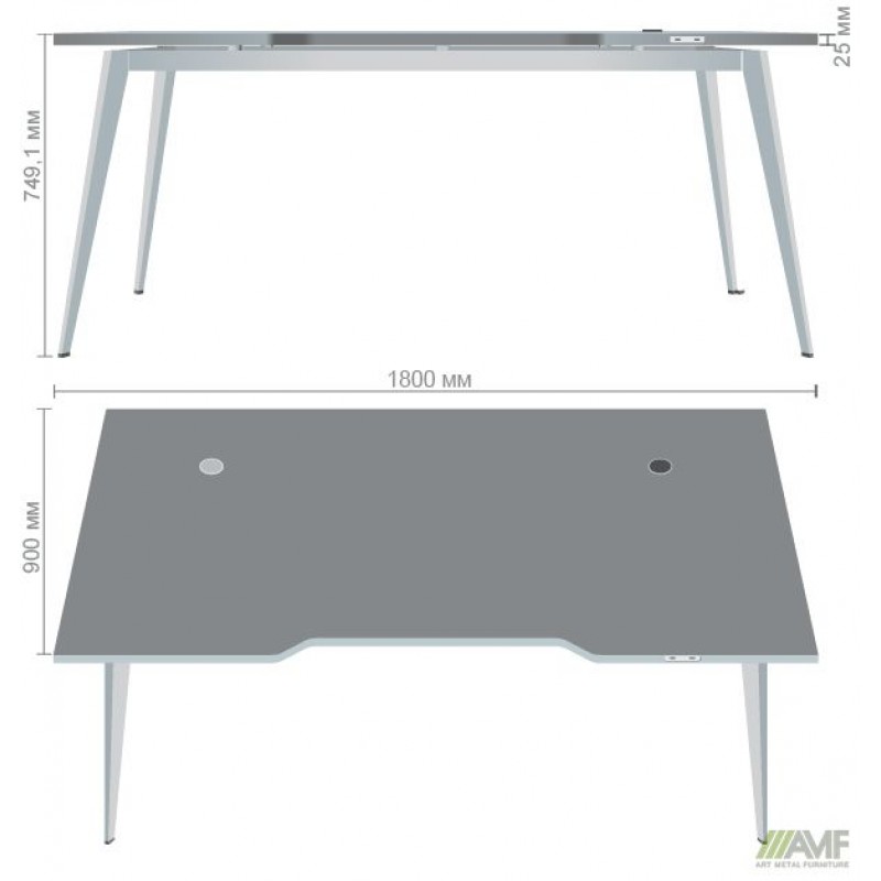 Стіл + USB Delta DL-107 (1790х900х750мм) Блеквуд Ячмінний / Каркас білий AMF