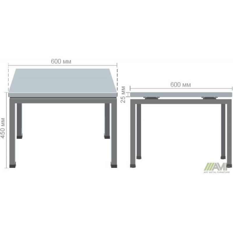 Стіл журнальний SIG-300 (600х600х450мм) Чорний графіт/В'яз Ліберті AMF