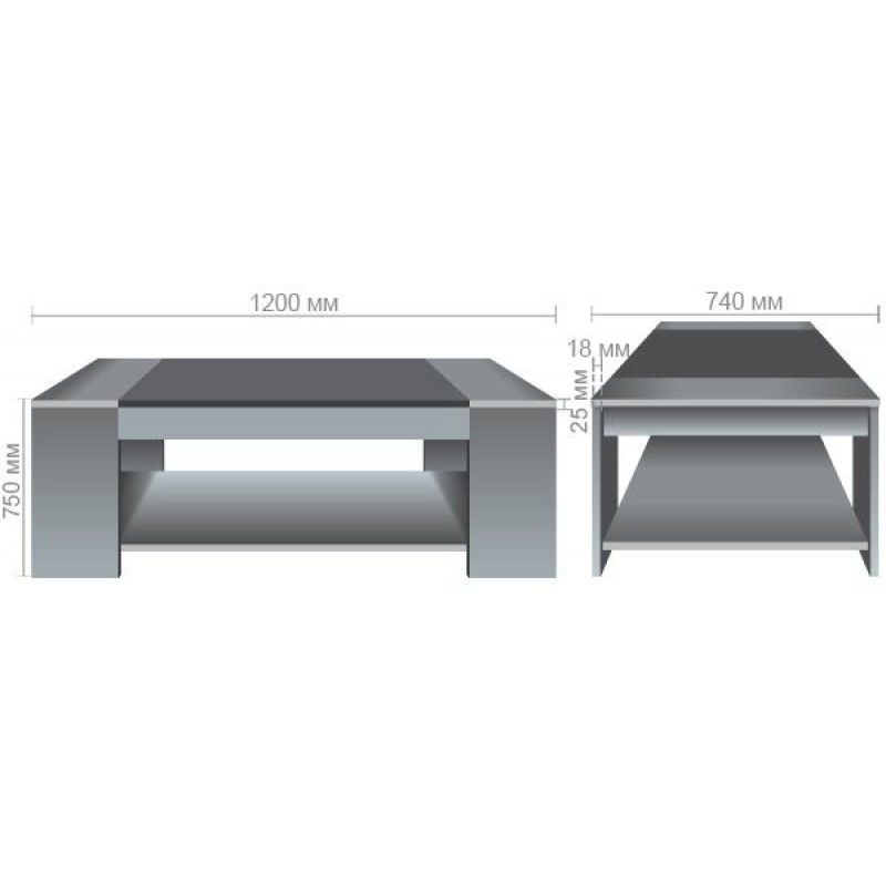 Стіл журнальний МГ-315 (1200х600х450мм) горіх темний/ вставка антрацит AMF