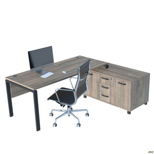 Стіл керівника. Комплект 10. В'яз Ліберті Димчастий. Чорний графіт AMF