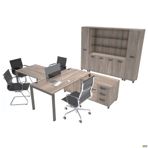 Стіл керівника. Комплект 11. В'яз Ліберті Димчастий. Чорний графіт AMF