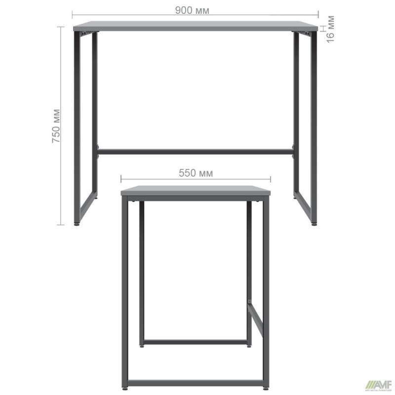 Стіл комп'ютерний Asti AS900 (900х550х750Н) чорний/Антрацит AMF