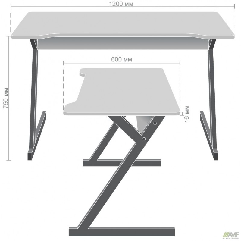 Стіл комп'ютерний Dexter DX1200 (1200х600х750Н) чорний графіт/Білий AMF