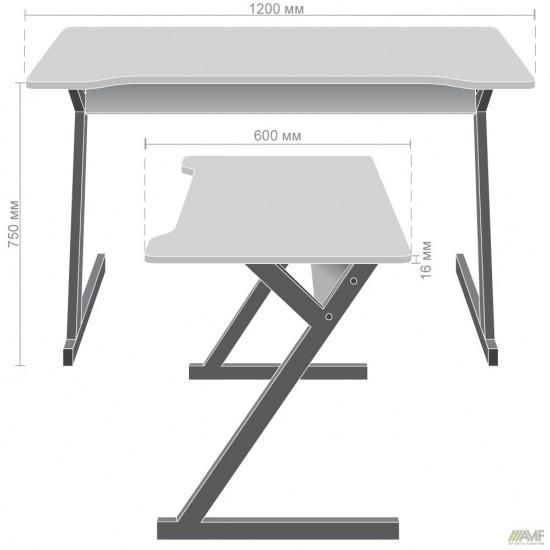 Стіл комп'ютерний Dexter DX1200 (1200х600х750Н) чорний графіт/Сірий Шифер AMF Стіл комп'ютерний Dexter DX1200 (1200х600х750Н) чорний графіт/Сірий Шифер AMF