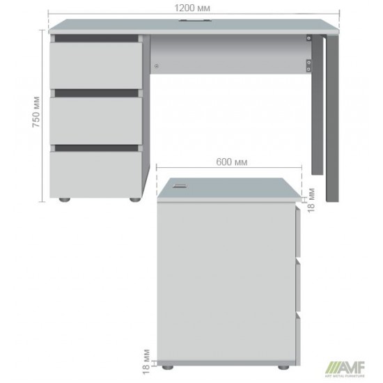 Стіл комп'ютерний Pluto ST L (1200х600х750) Дуб Ендгрейн/Чорний графiт AMF Стіл комп'ютерний Pluto ST L (1200х600х750) Дуб Ендгрейн/Чорний графiт AMF