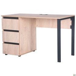 Стіл комп'ютерний Pluto ST L (1380х600х750) Дуб Ендгрейн/Чорний графiт AMF