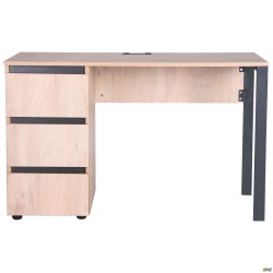 Стіл комп'ютерний Pluto ST L (1380х600х750) Дуб Ендгрейн/Чорний графiт AMF