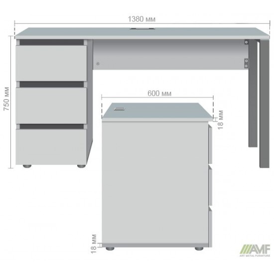 Стіл комп'ютерний Pluto ST L (1380х600х750) Дуб Ендгрейн/Чорний графiт AMF Стіл комп'ютерний Pluto ST L (1380х600х750) Дуб Ендгрейн/Чорний графiт AMF