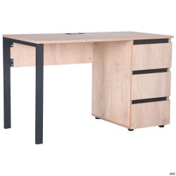Стіл комп'ютерний Pluto ST R (1200х600х750) Дуб Ендгрейн/Чорний графiт AMF