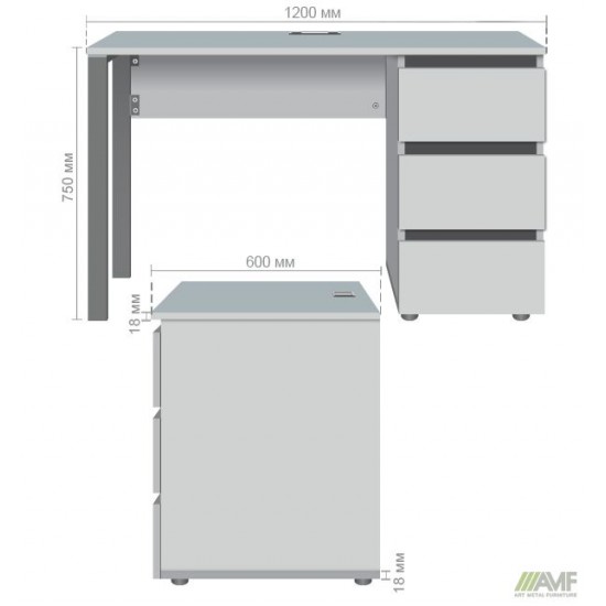 Стіл комп'ютерний Pluto ST R (1200х600х750) Дуб Ендгрейн/Чорний графiт AMF Стіл комп'ютерний Pluto ST R (1200х600х750) Дуб Ендгрейн/Чорний графiт AMF