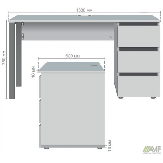 Стіл комп'ютерний Pluto ST R (1380х600х750) Дуб Ендгрейн/Чорний графiт AMF Стіл комп'ютерний Pluto ST R (1380х600х750) Дуб Ендгрейн/Чорний графiт AMF