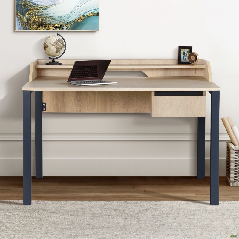 Стіл комп'ютерний Pluto Top SH (1380х600х750) Дуб Ендгрейн/Чорний графiт AMF