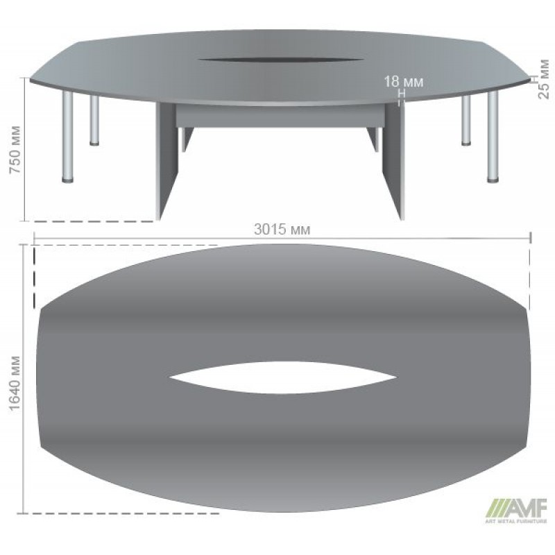 Стіл конференційний МГ-252 (3015х1640х750мм) горіх темний AMF