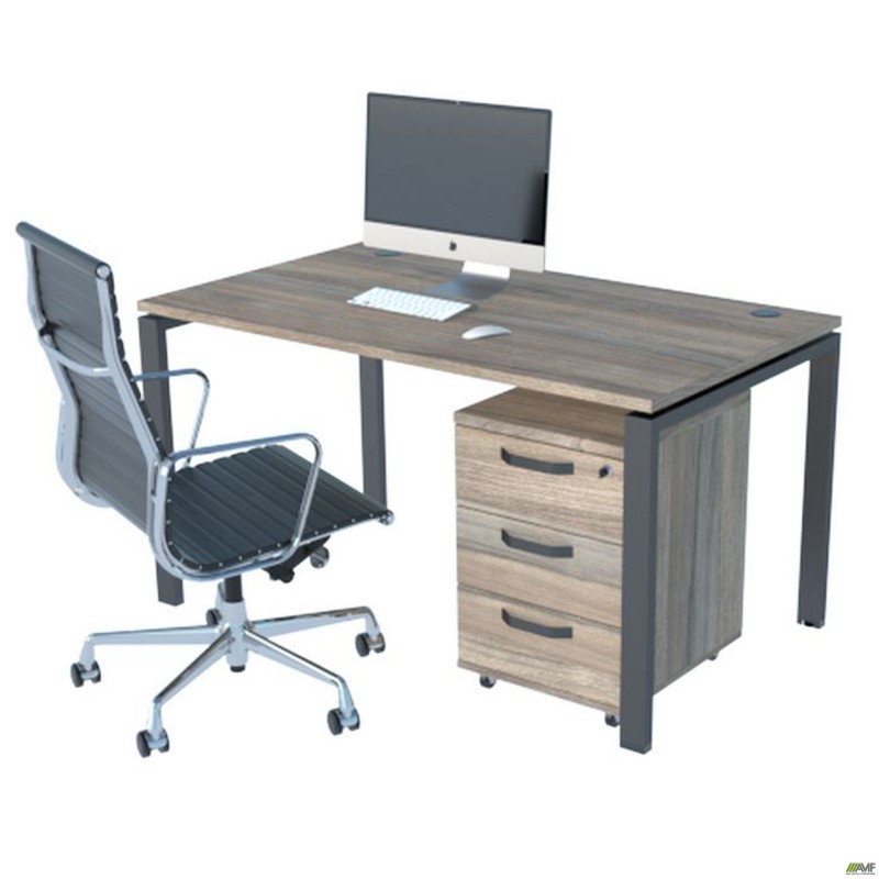 Стіл менеджера на 1 робоче місце. Комплект 18. В'яз Ліберті Димчастий. Чорний графіт AMF