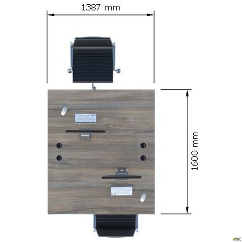 Стіл менеджера на 2 робочих місця. Комплект 19. В'яз Ліберті Димчастий. Чорний графіт AMF