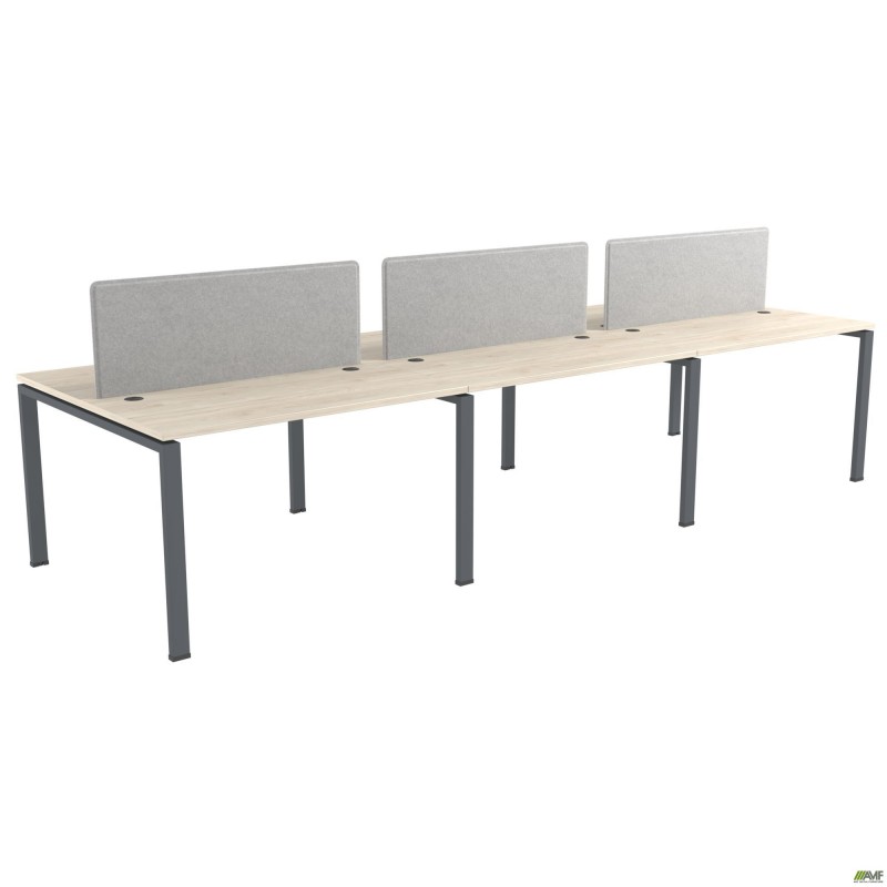 Стіл менеджера на 6 робочих місць. Комплект 13. В'яз Ліберті Димчастий. Чорний графіт AMF