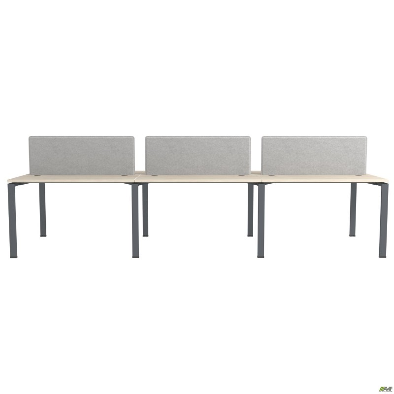 Стіл менеджера на 6 робочих місць. Комплект 13. В'яз Ліберті Димчастий. Чорний графіт AMF