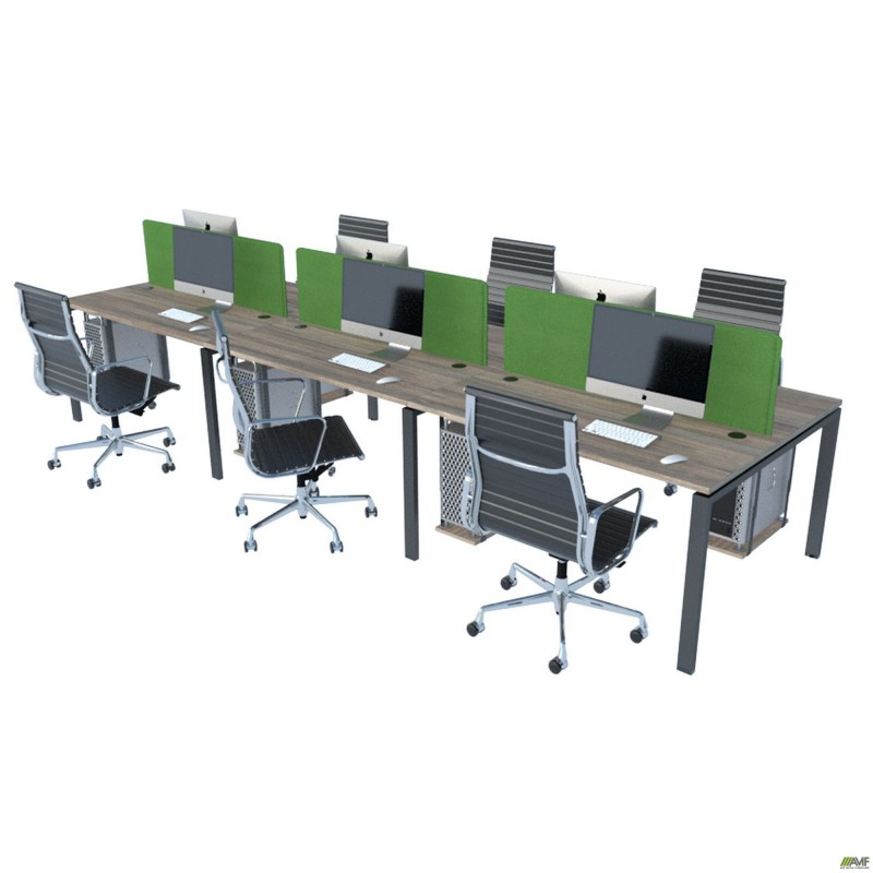 Стіл менеджера на 6 робочих місць. Комплект 13. В'яз Ліберті Димчастий. Чорний графіт AMF