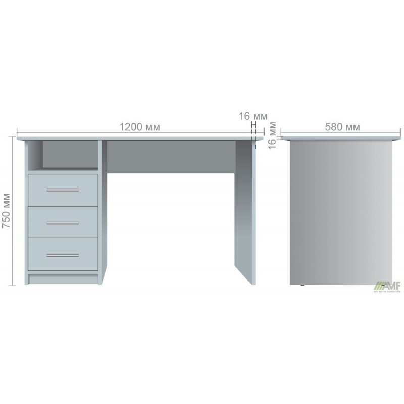 Стіл однотумбовий ОМ-122L (1200х580х750Н) Дуб Сонома AMF