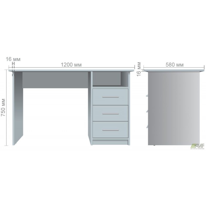 Стіл однотумбовий ОМ-122R (1200х580х750Н) Дуб Сонома AMF